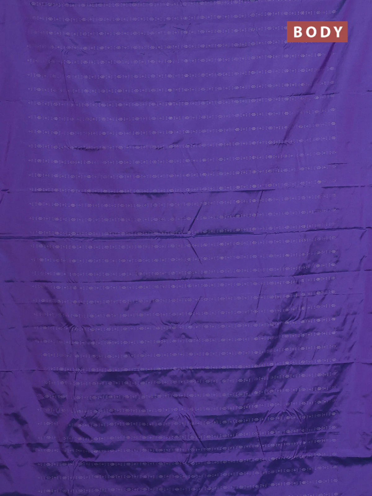 Arani semi silk saree dual shade of violet with allover silver zari weaves in borderless style - Image 2