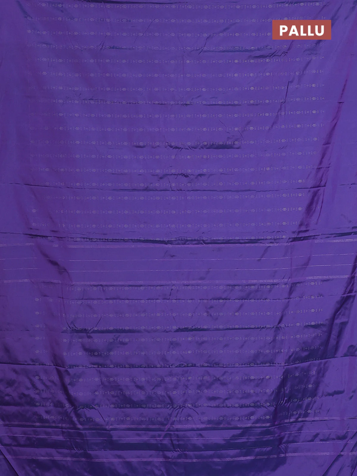 Arani semi silk saree dual shade of violet with allover silver zari weaves in borderless style - Image 3