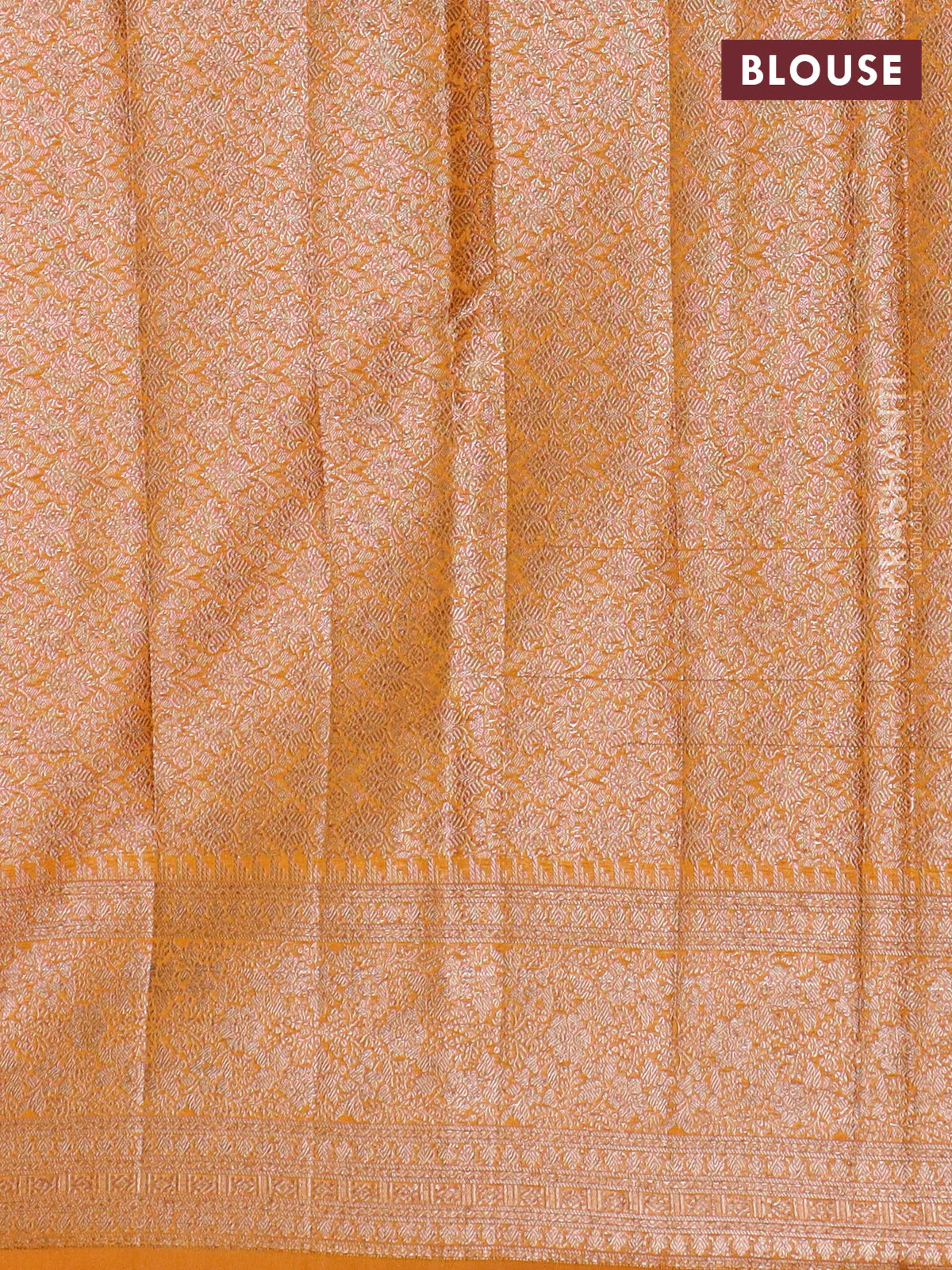 Banarasi semi chiniya saree mustard yellow with allover thread & zari woven buttas and woven border - Image 4