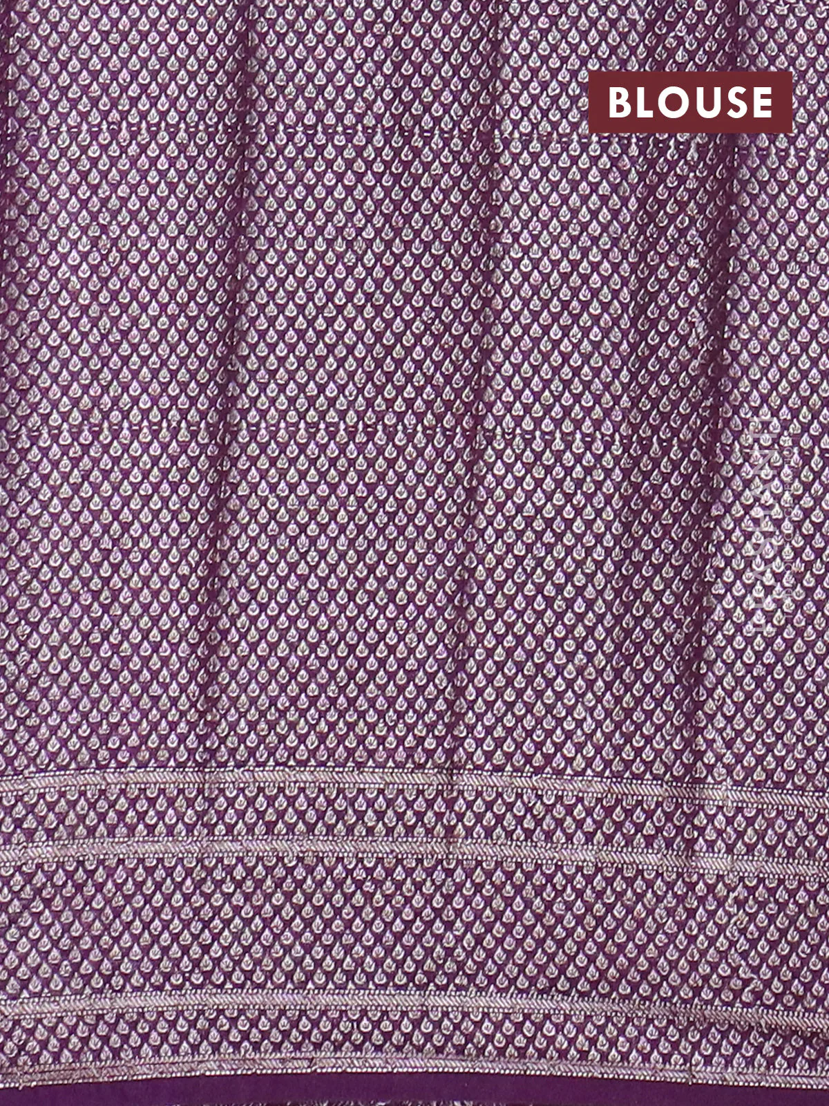 Banarasi semi chiniya saree purple with allover thread & zari woven buttas and woven border - Image 4