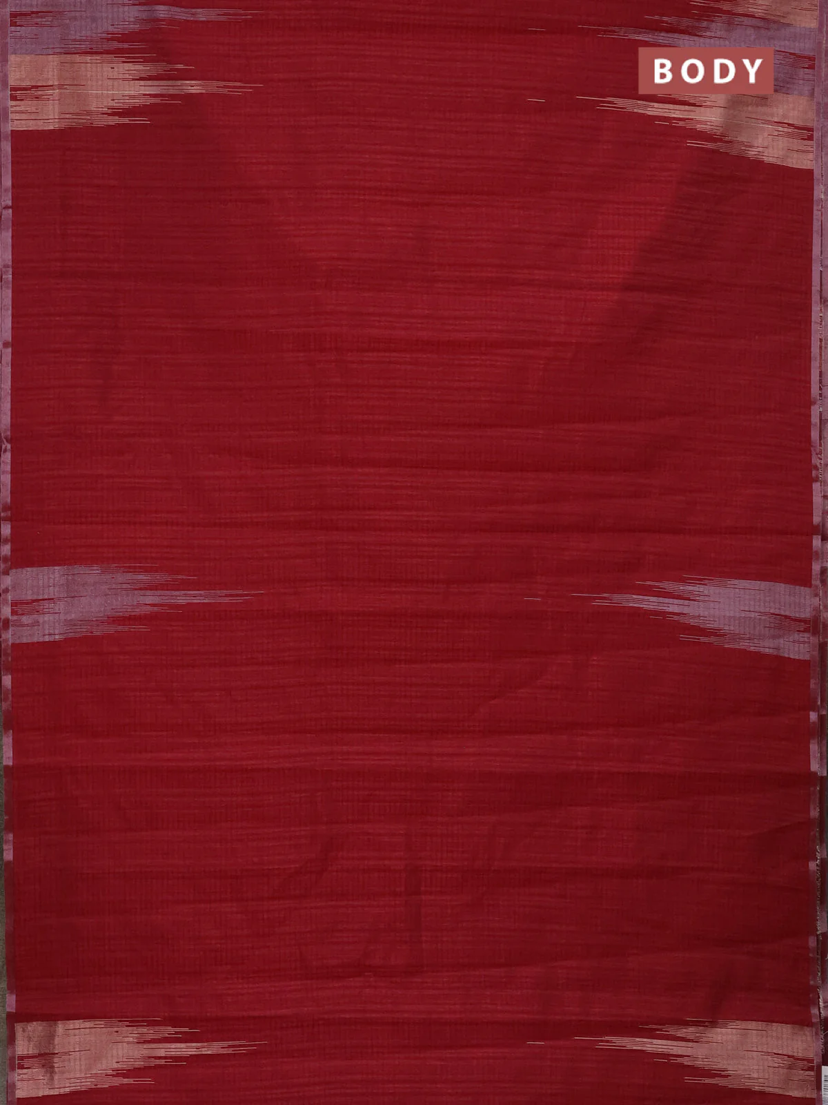 Banarasi semi matka saree maroon with plain body and temple design zari woven border - Image 2