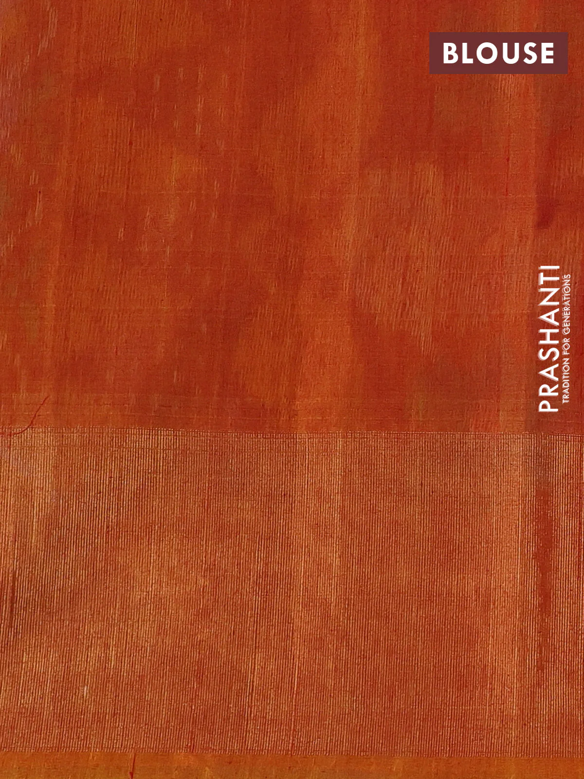 Ikat silk cotton saree blue and rustic orange with allover ikat weaves and long zari woven ikat border - Image 3