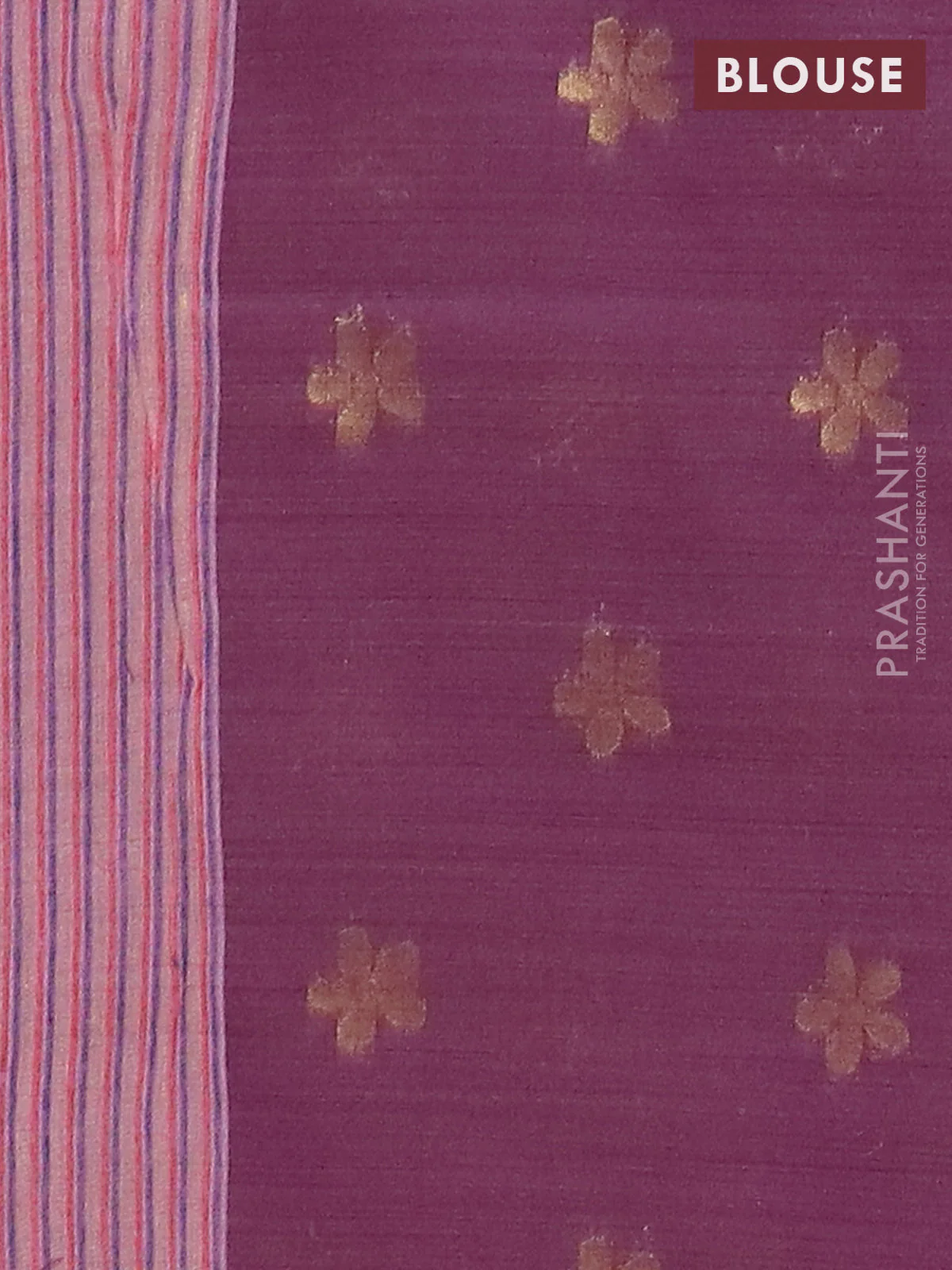 Jamdhani cotton saree pastel pink and purple with allover thread woven buttas and jamdhani pallu - Image 4