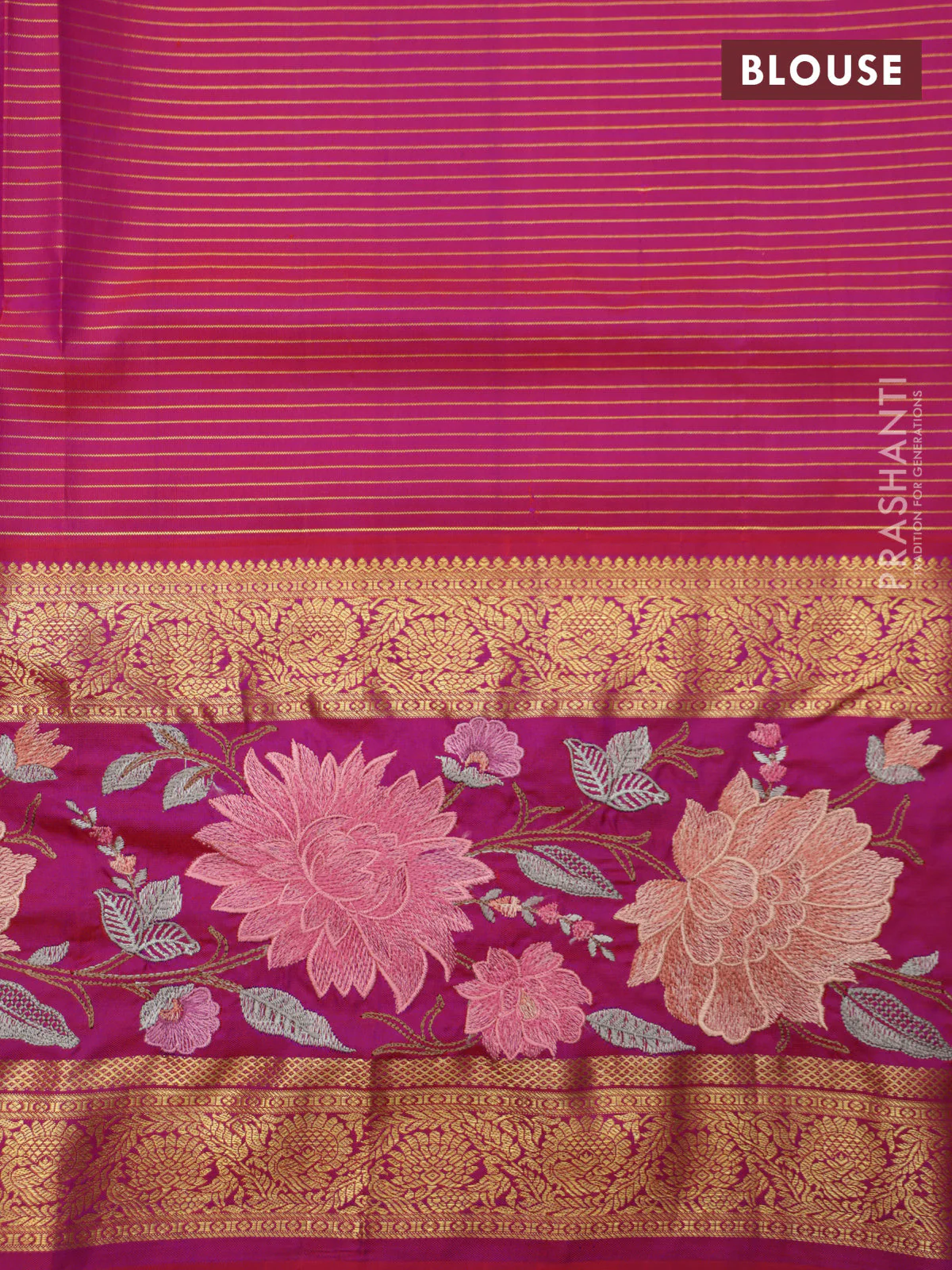 Maroon-Pink Pure Kanchipuram Silk Saree With Zari Checks & Border Embroidery - Image 8