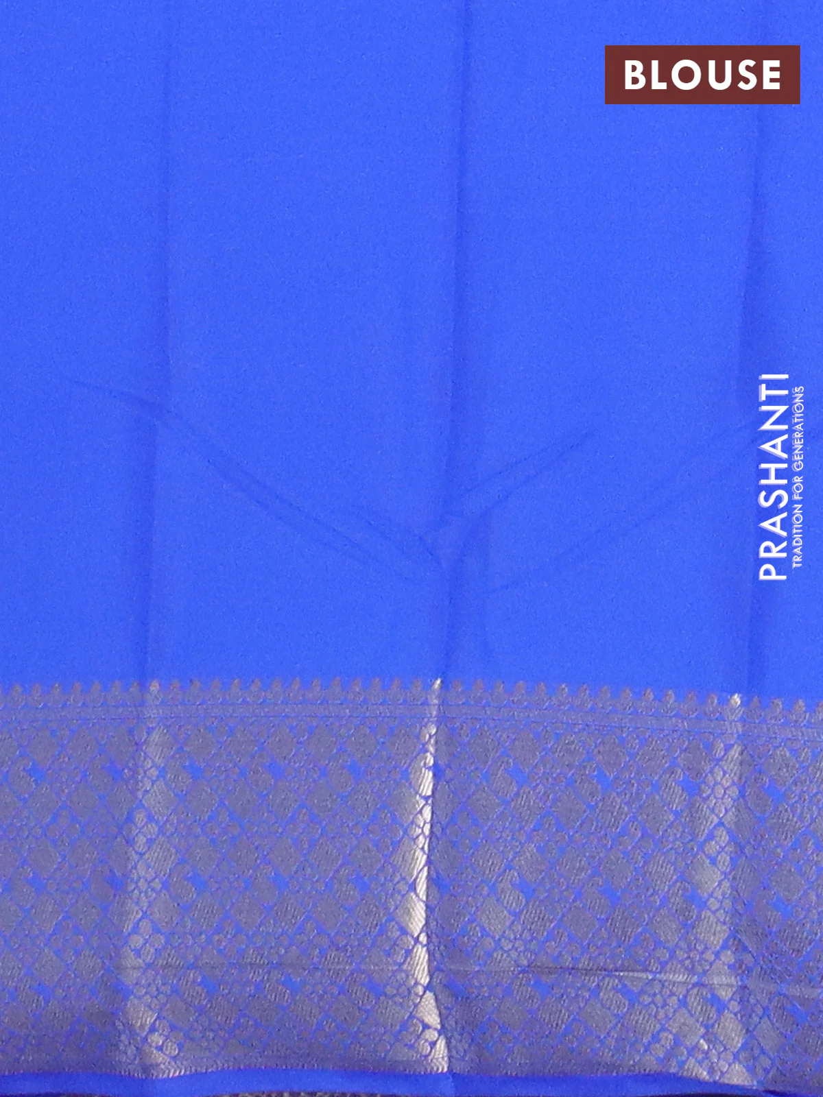 Semi mysore silk saree dark mustard and royal blue with allover zari weaves and zari woven border - Image 4