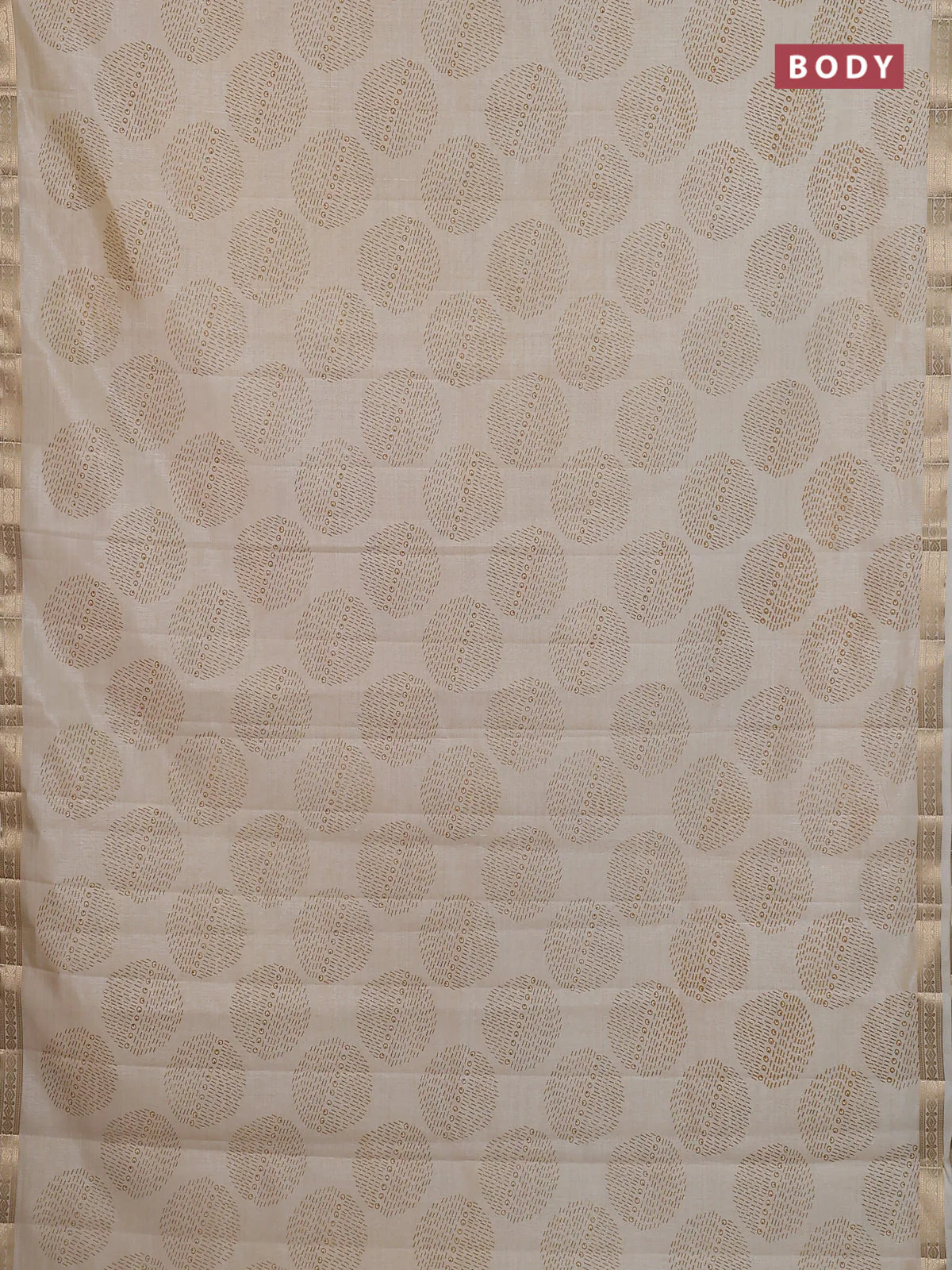 Semi raw silk saree cream with allover geometric butta prints and zari woven border - Image 2