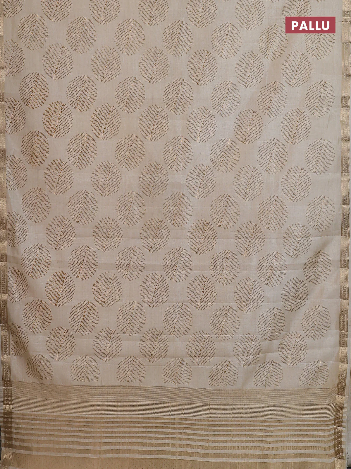 Semi raw silk saree cream with allover geometric butta prints and zari woven border - Image 3