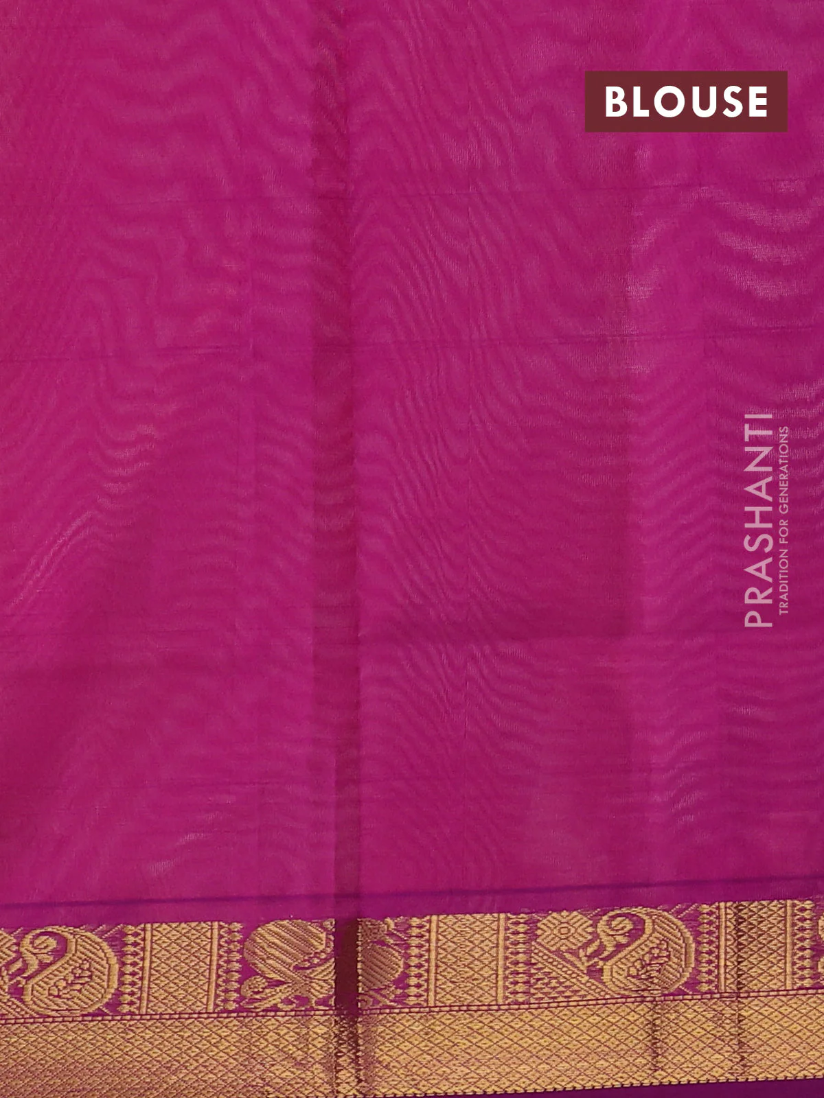 Silk cotton saree peach orange and purple with plain body and zari woven border - Image 3