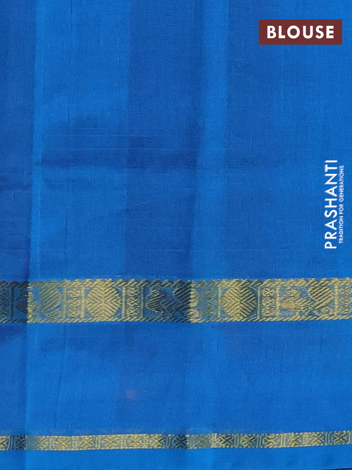Silk cotton saree purple and cs blue with plain body and rettapet zari woven border - Image 3