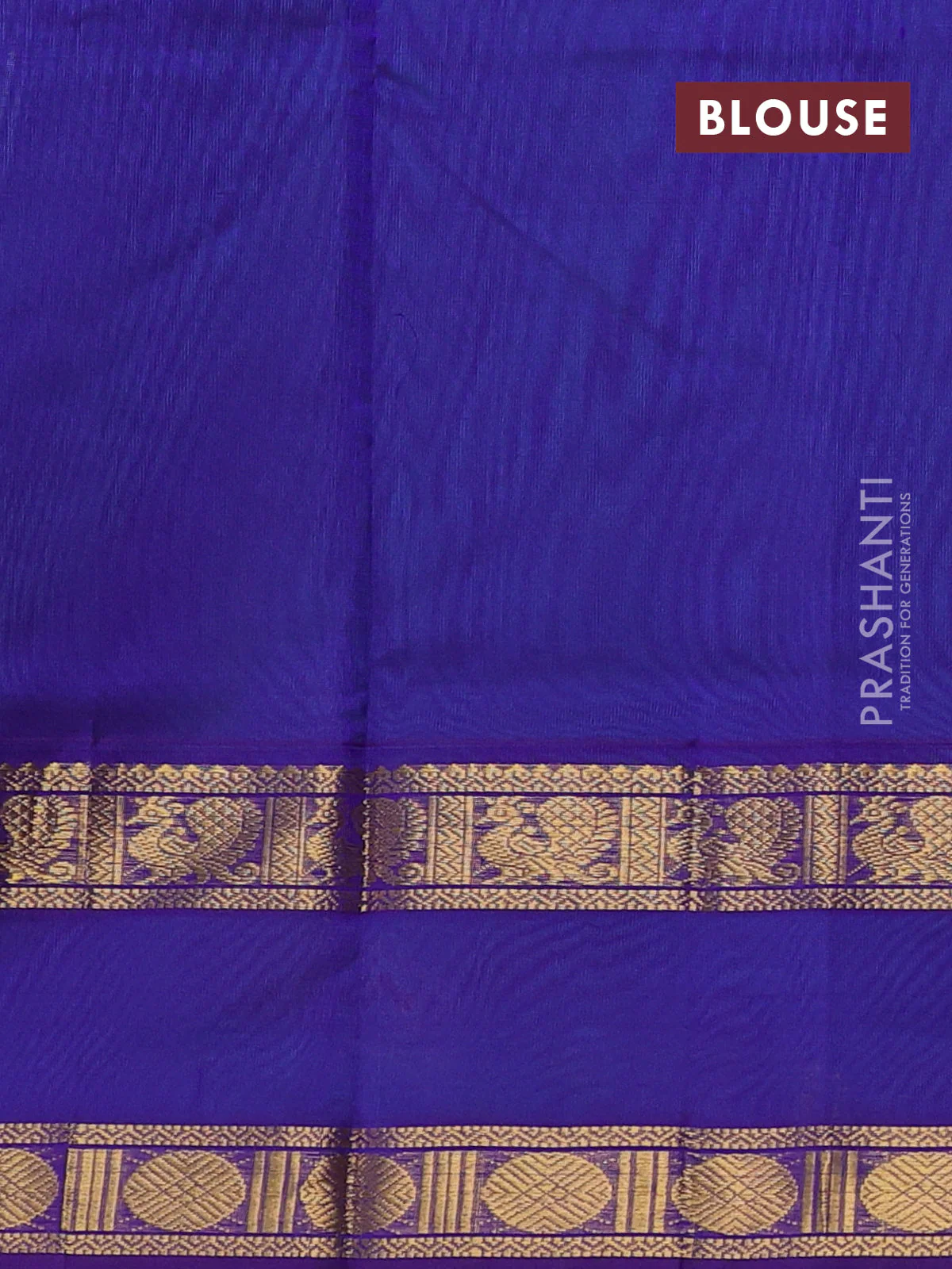 Silk cotton saree teal blue and violet with plain body and rettapet zari woven border - Image 3